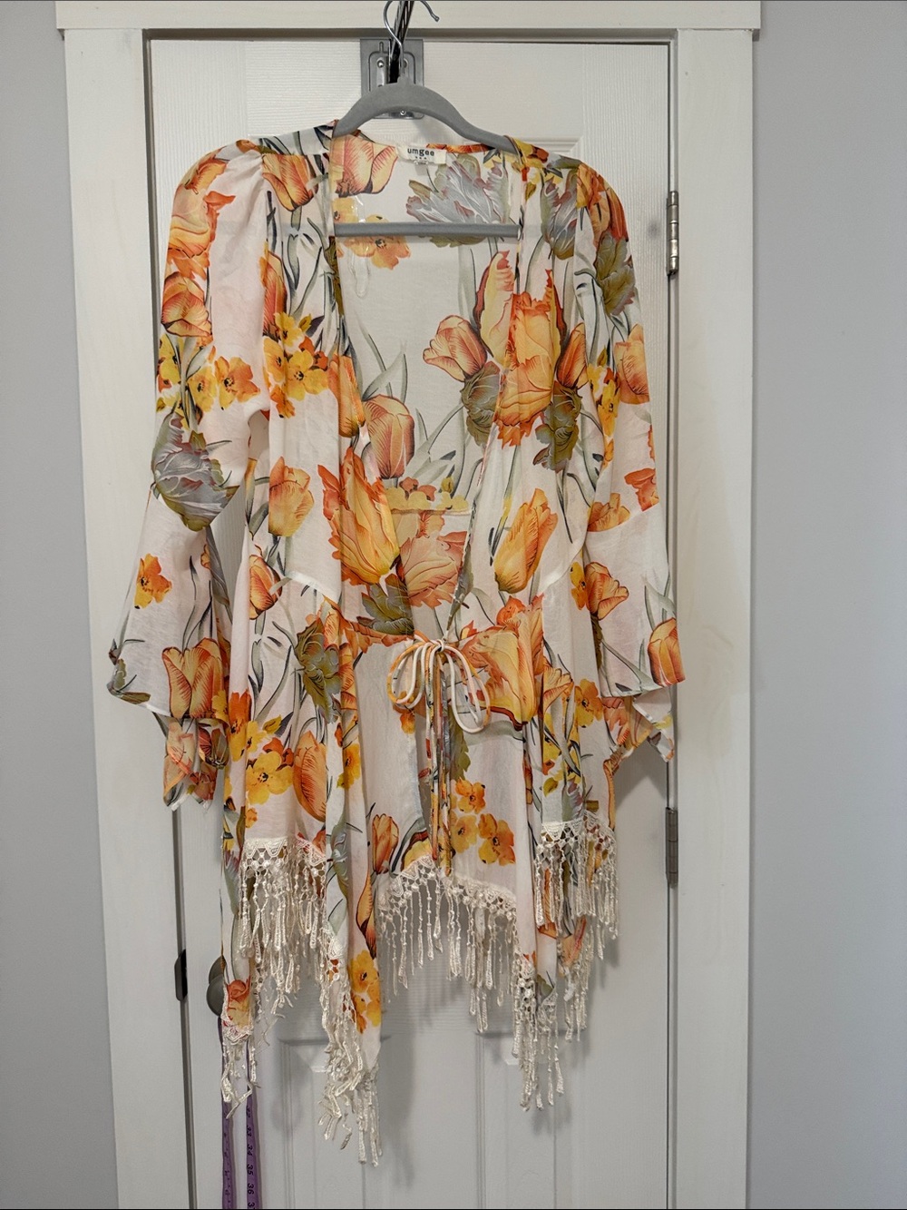 Umgee Floral Lightweight Kimono in Orange, Yellow and Green